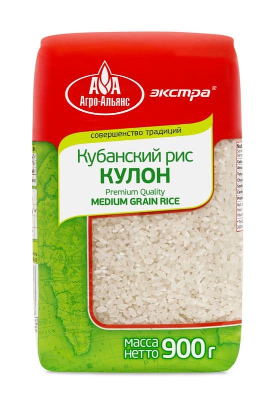 Крупа Рис Кубанский Кулон 900г Агро-Альянс