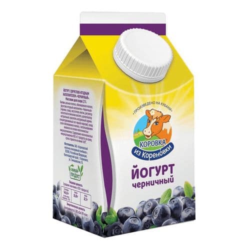 Йогурт черничный 2,1% 450г пюрпак КизК