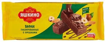 Вафли Яшкино глазир 200г с орехами