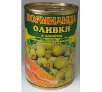 Оливки Кормилица зелен.с лососем 300мл ж/б