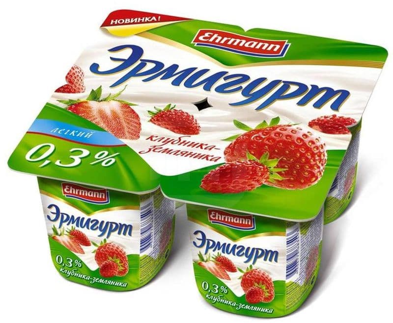 Эрмигурт прод. йогурт легкий 0,3% клубника земляника 100г