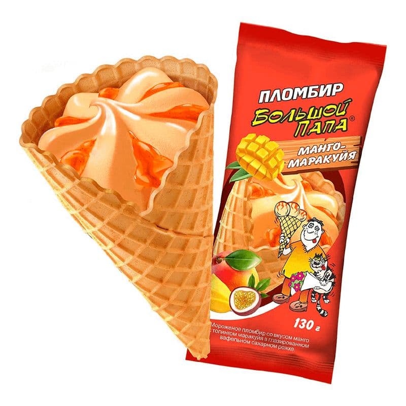 Мороженое Большой папа рожок 130г манго/маракуйя Проксима