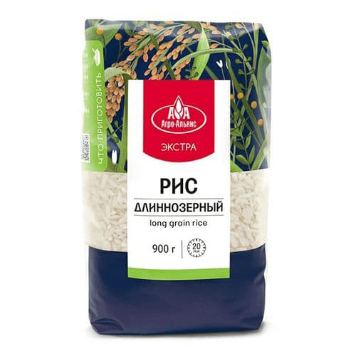 Крупа Рис длиннозер.Экстра 900г Агроальянс