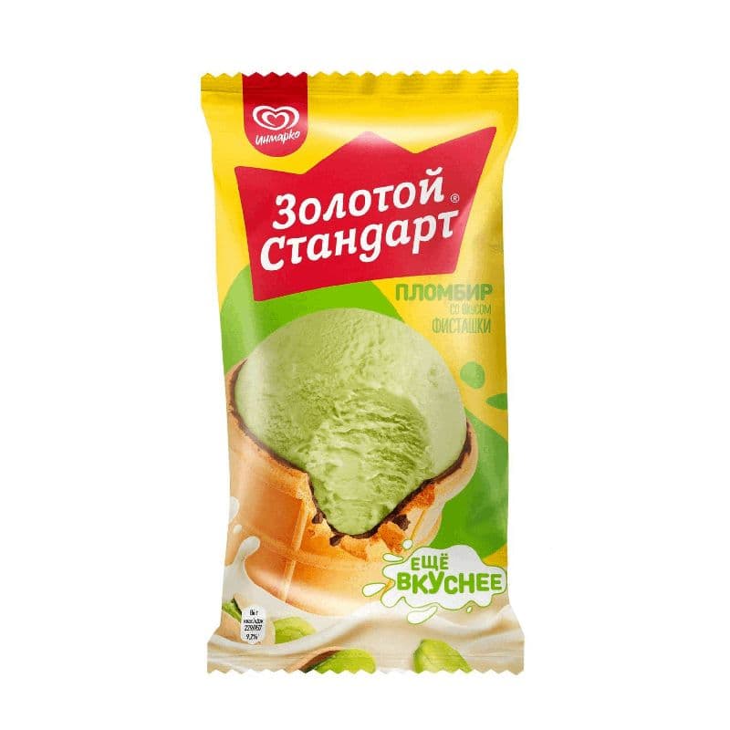 Мороженое Золотой Стандарт пломбир 90г фисташковый ваф.стаканчик*24