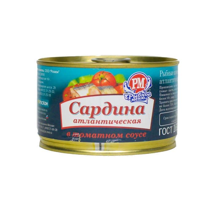 Сардина в т/с 250г с/к Рыбное меню (Роскон)