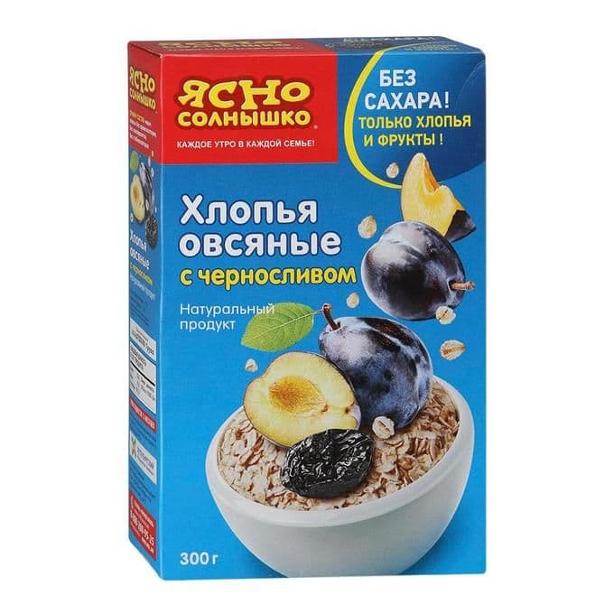Хлопья Овсяные Экстра чернослив 300г Ясно солнышко