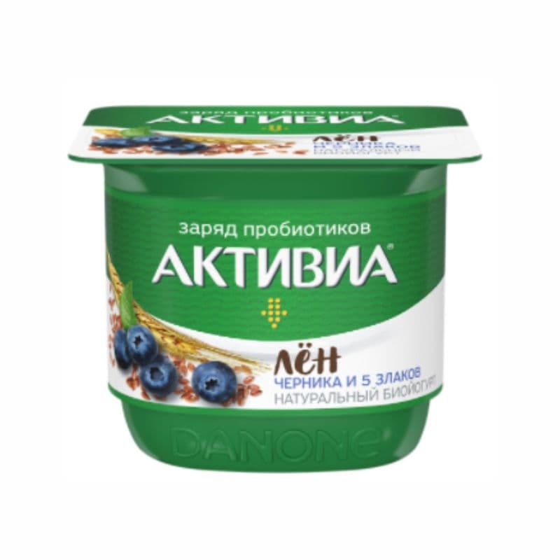 АктиБио Биойогурт обогощ.черника/злаки/льн.сем. 3% 130г