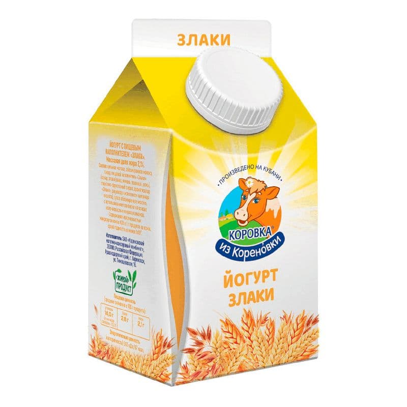 Йогурт злаки 2,1% 450г пюрпак КизК