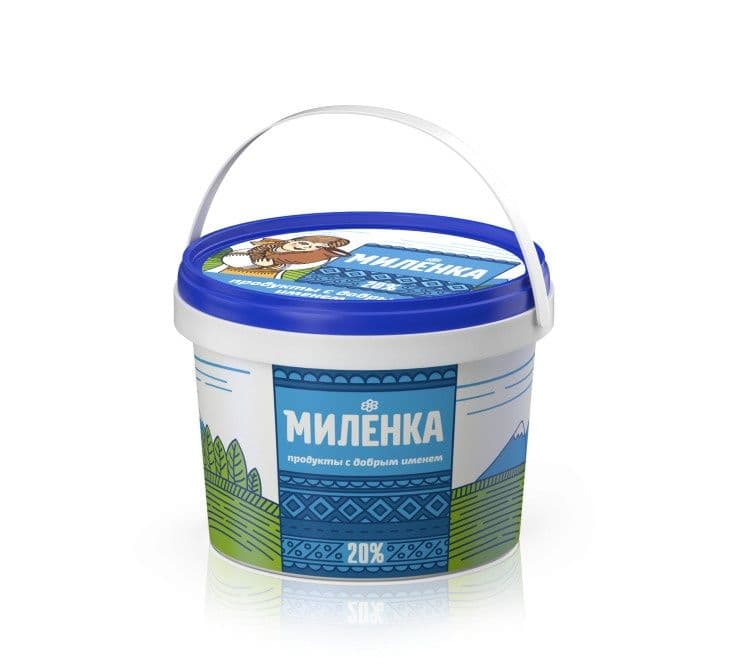Сметанный продукт молокораст. Миленка 600г ведро 20% Сатурн  СЗМЖ