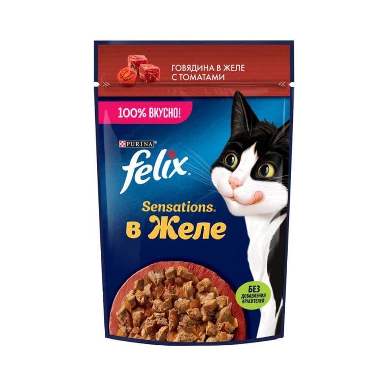 Феликс д/кошек сенсейшенс в соусе говядина с томатами 75г*26