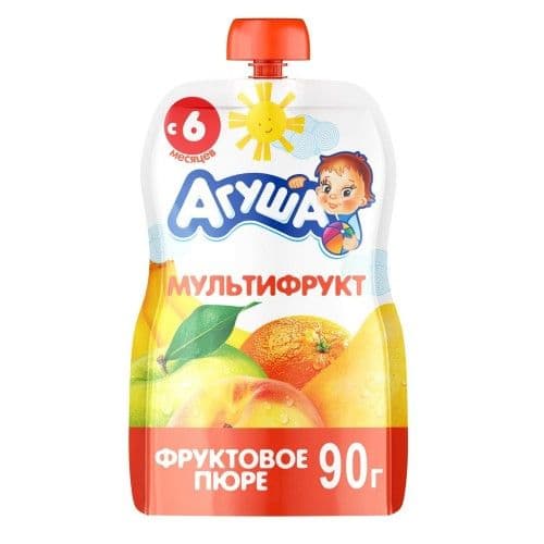 Пюре Агуша мультифрукт 90г дой-пак