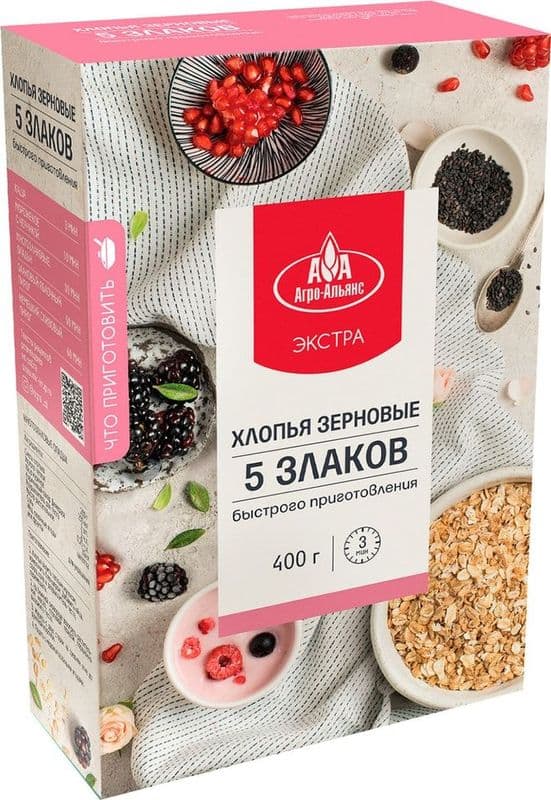 Хлопья 5 злаков 400г АгроАльянс