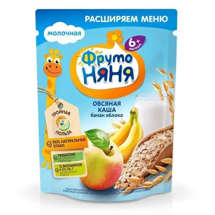 Кашка ФрутоНяня жидкая молочно-овсяная с бананом 200г