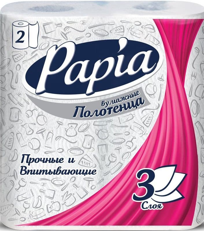 ПАПИА бум.полотенца 3слоя 2шт