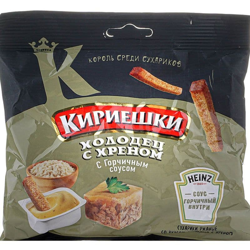 Сухарики Кириешки ржаные Холодец хрен 60г +горчица