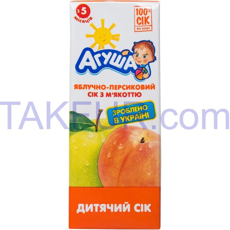 Сок Агуша яблоко персик с мякотью 0,2л ТВА *10