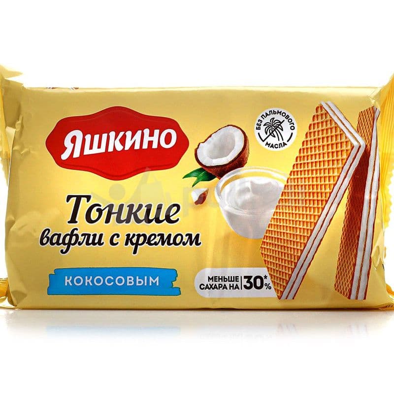 Вафли тонкие с кокосовым кремом 144г Яшкино