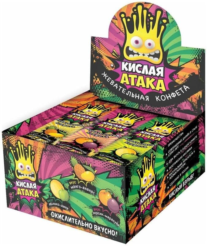 Жев конфета Кислая атака ассорти 11г*48
