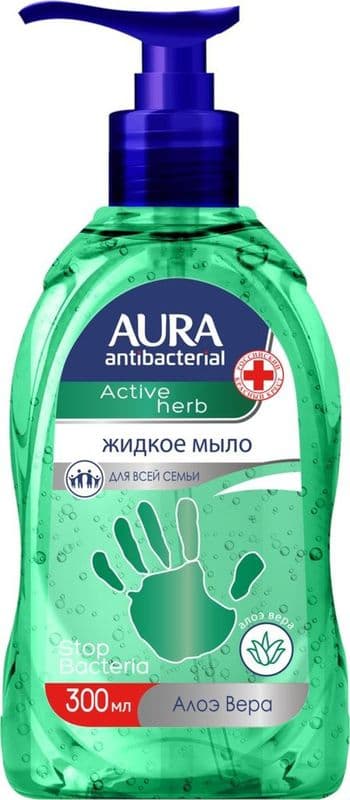 АУРА мыло жид.300мл Алоэ с антибактериальным эффектом