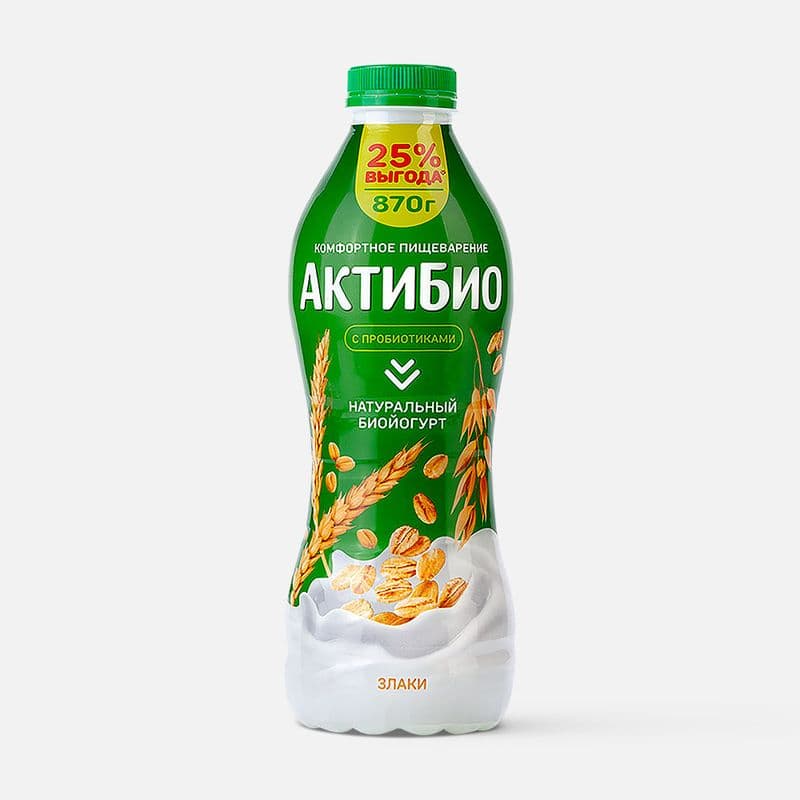 АктиБио Биойогурт 870г Злаки 1,6%