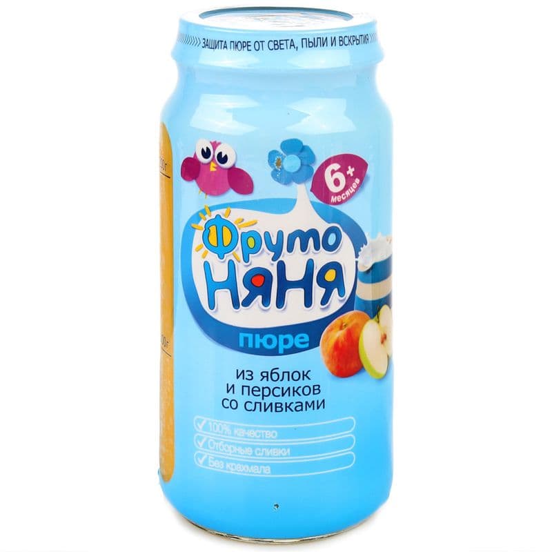 Пюре ФрутоНяня Неженка яблоко персик сливки 250г