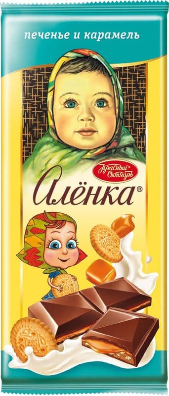 Шоколад Аленка 87(75)г карамель и молоч.начинка с печеньем КО