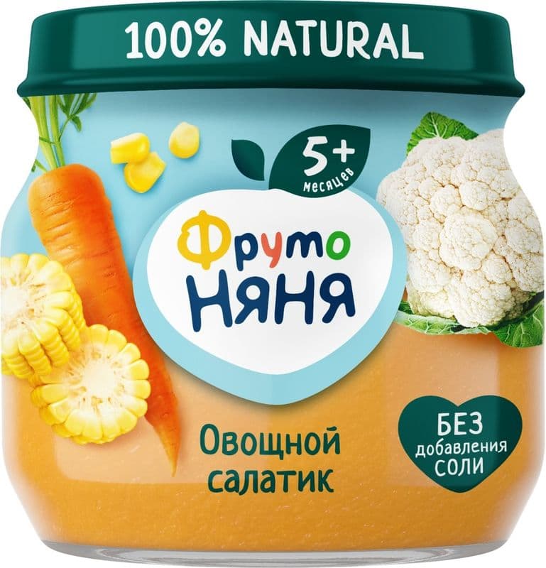 Пюре ФрутоНяня цвет.капуста кукуруза морковь 80г