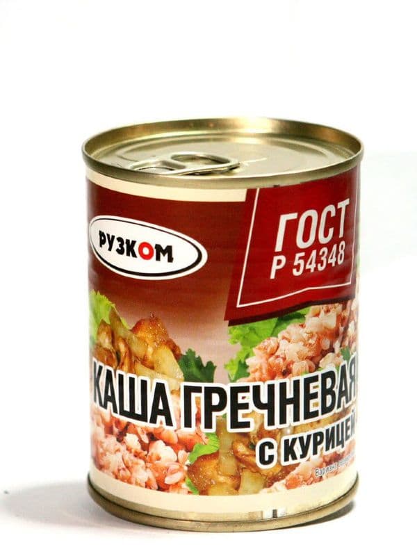 Каша гречневая с курицей 338г ж/б Рузком