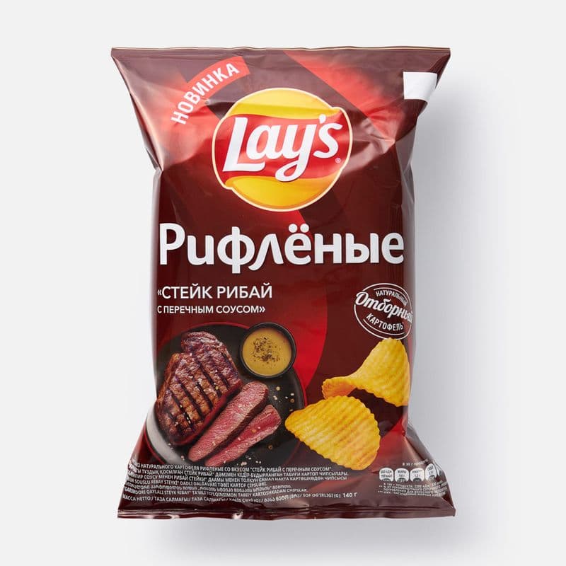 Чипсы Лэйс 140г рифл Стейк Рибай переч соус