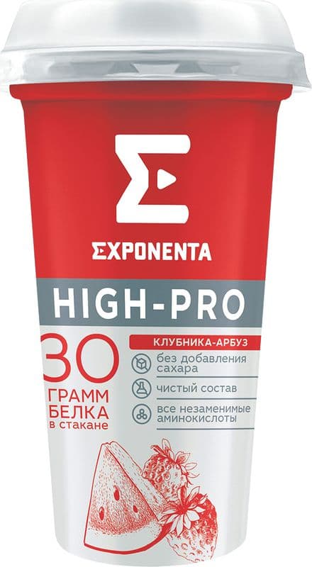 Напиток к.м. обезжир.с в.с. белка EXPONENTA HIGH-PRO клубника-арбуз 250г