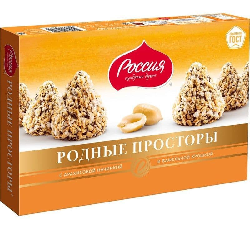 Конфеты Родные просторы Вафел.крошка и арахис 180г Нестле