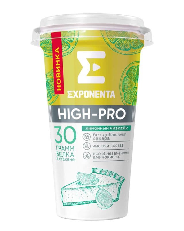 Напиток к.м. БЕЗЛАКТ обезжир. с в.с. белка EXPONENTA HIGH-PRO лимонный чизкейк 250г