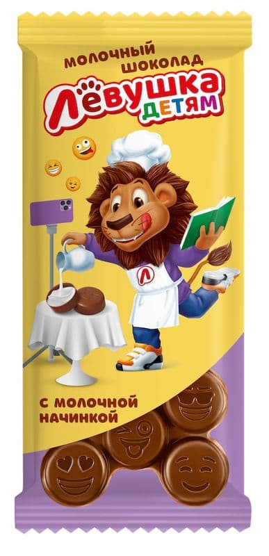 Шоколад Левушка детям мол.шок с мол.нач 85г Славянка