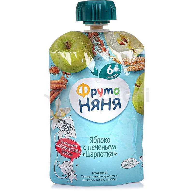 Пюре ФрутоНяня яблоко с печеньем Шарлотка 90г