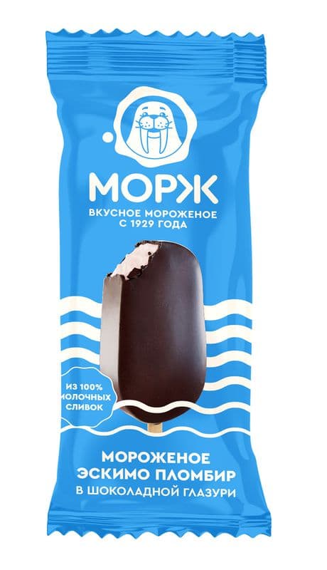 Мороженое Эскимо пломбир в шок. глазури МОРЖ 80г Кубарус