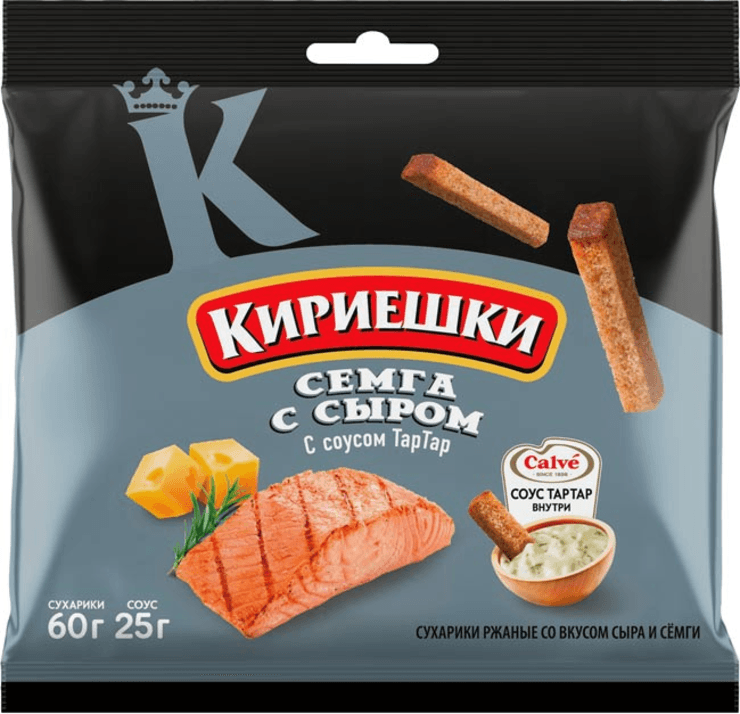 Сухарики Кириешки ржаные семга с сыром 60г + соус тартар