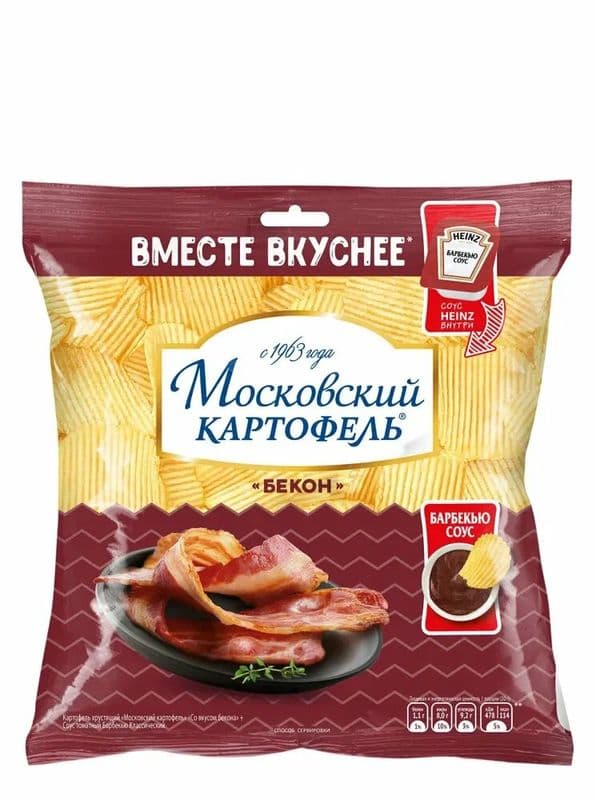 Чипсы Московский картофель 60г бекон +соус барбекью