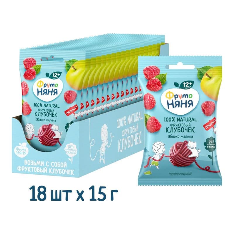 Фруктовые кусочки ФрутоНяня из яблок и малины 15г