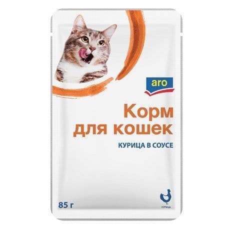 Аро корм д/кош.курица в соусе 85г/25
