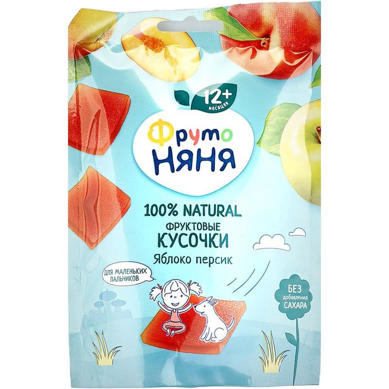 Фруктовые кусочки ФрутоНяня из яблок и персика 53г