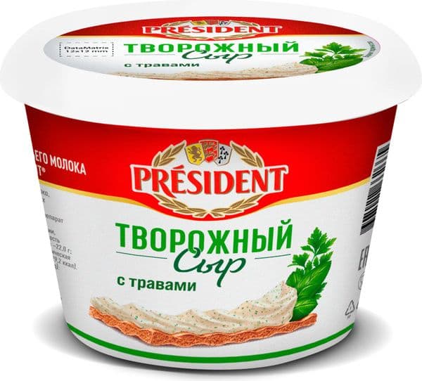 Сыр творож. с травами 54% 140г Президент