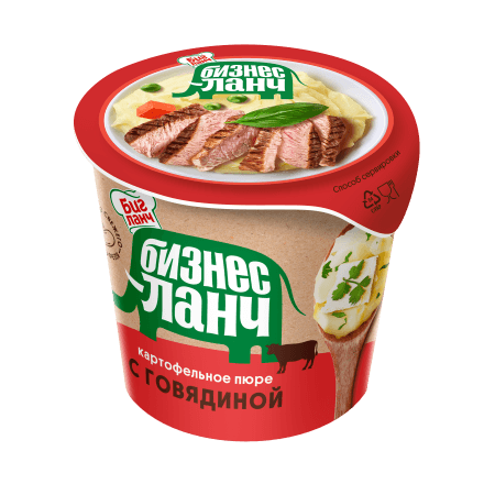 Пюре Бизнес Ланч с говядиной 40г стакан