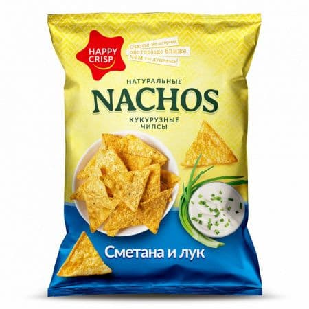 Чипсы кукурузные Хеппи Начос Сметана и Лук 75г
