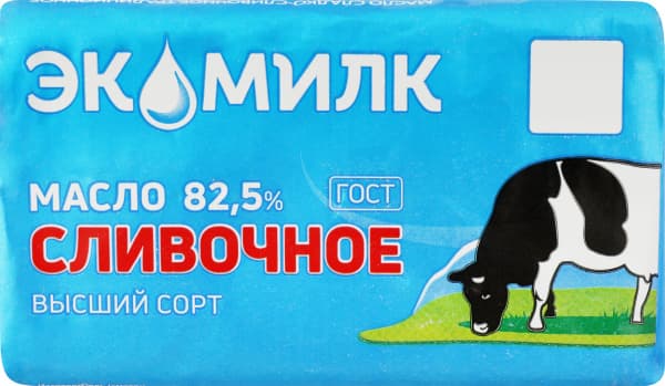 Масло Экомилк с Коровой 82,5% Сливочное 180г фольга