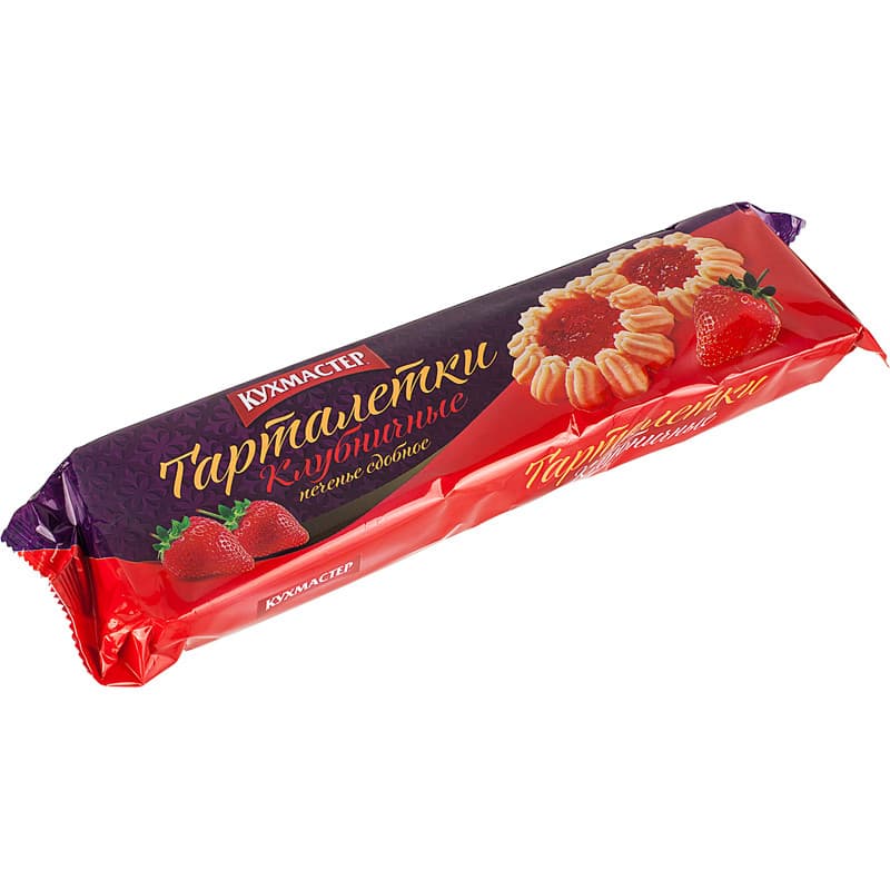 Печенье сдобное Тарталетки клубничные 240г Кухмастер
