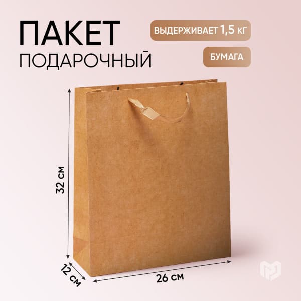Пакет подарочный крафтовый M
