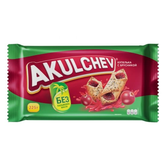 Печенье Купелька с брусникой 225г Акульчев