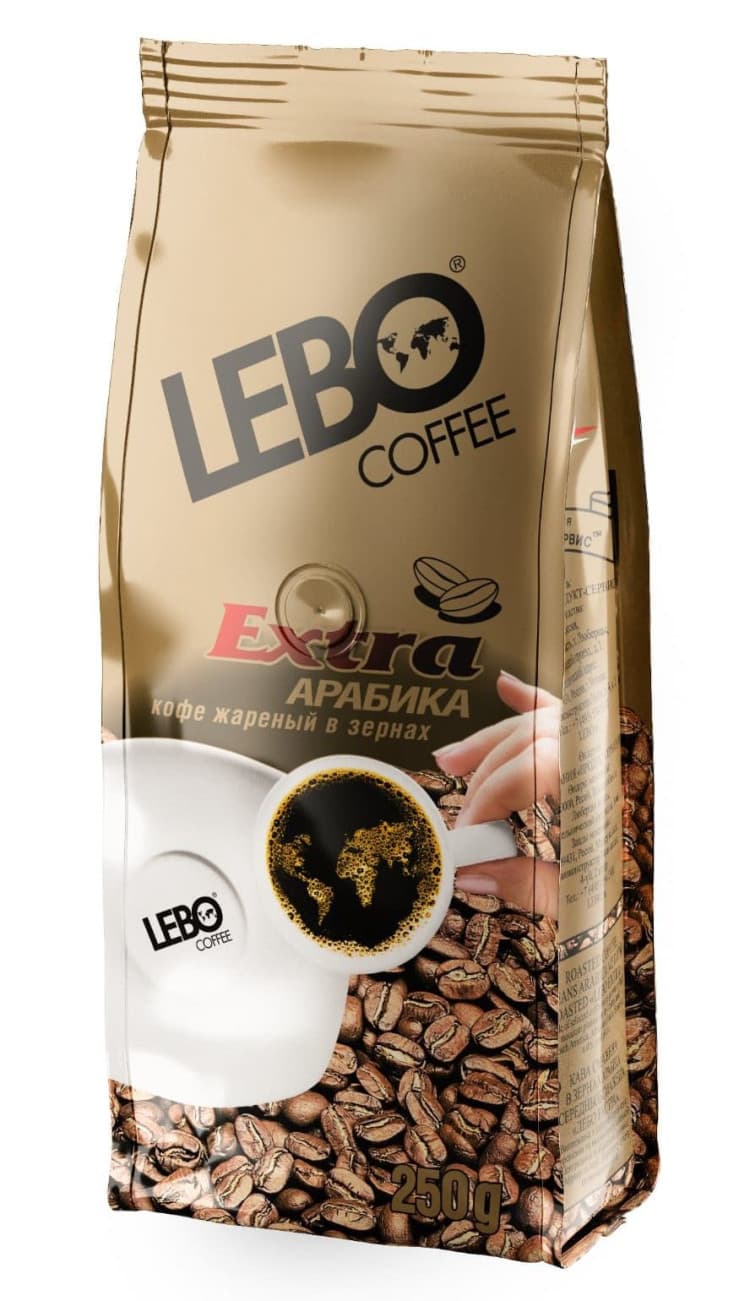 Кофе Лебо Экстра в/с зерно 250г м/у