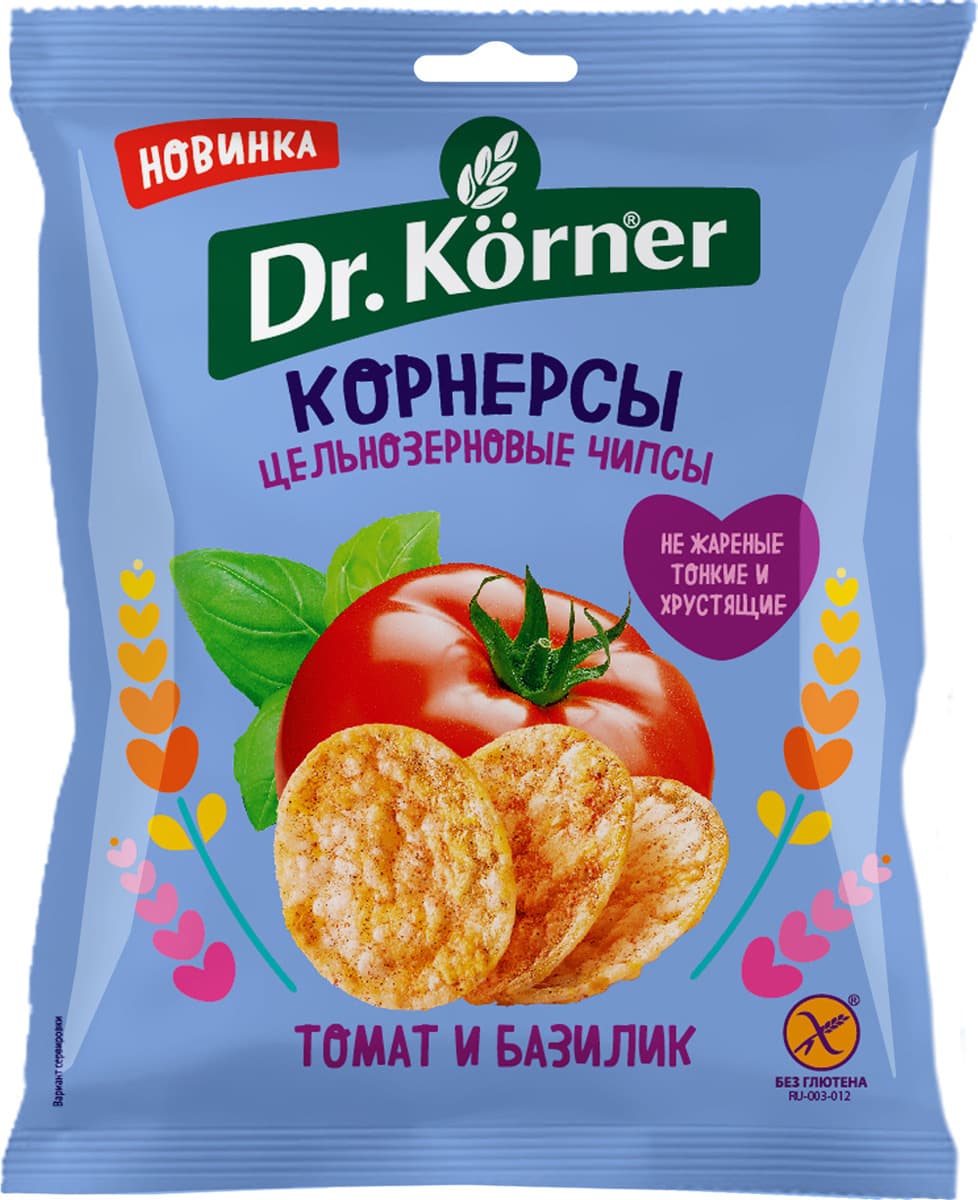 Чипсы Корнер кукурузно-рисовые с томатом и базиликом 50г