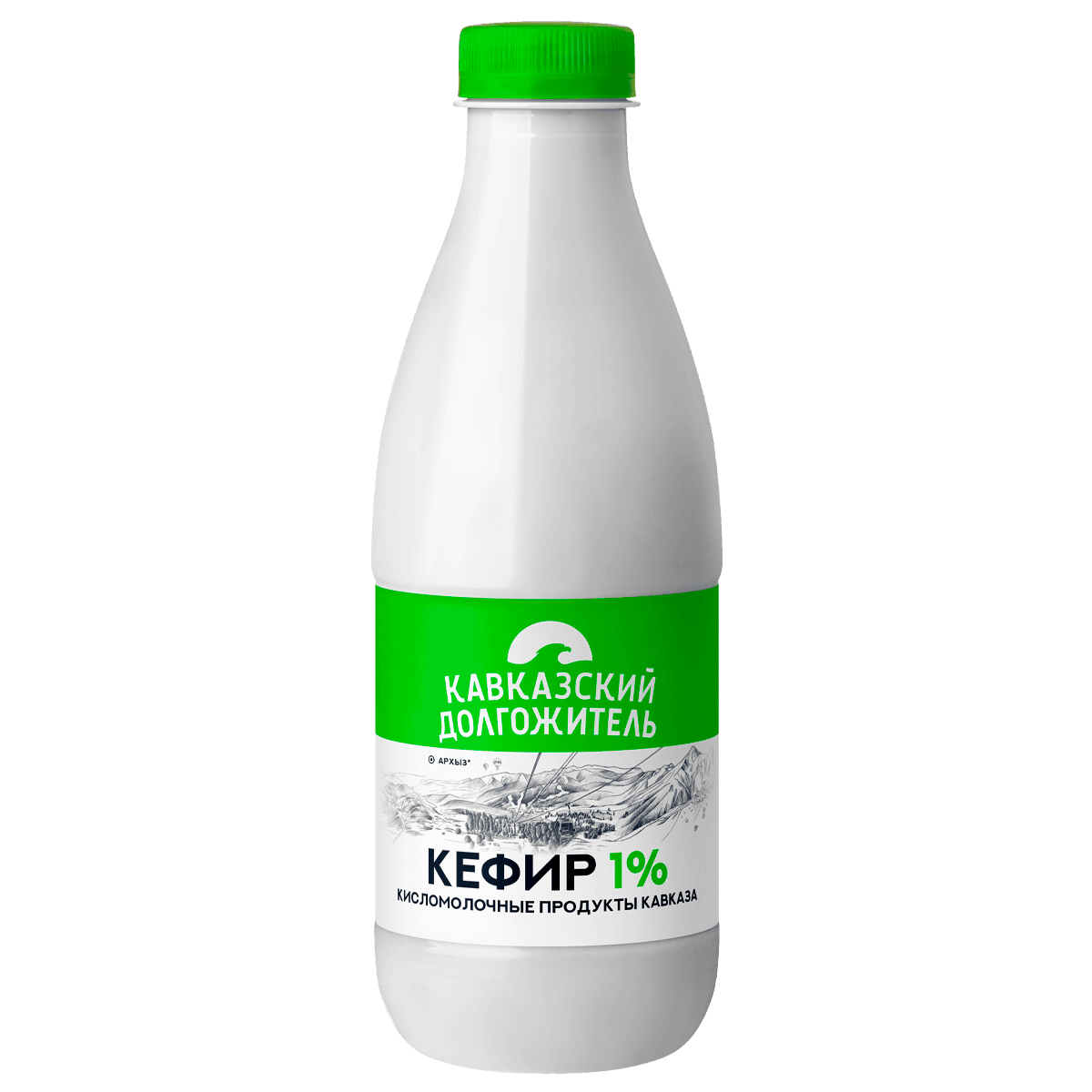 Кефир Кавказский долгожитель 900г 1% бутылка Сатурн БЗМЖ